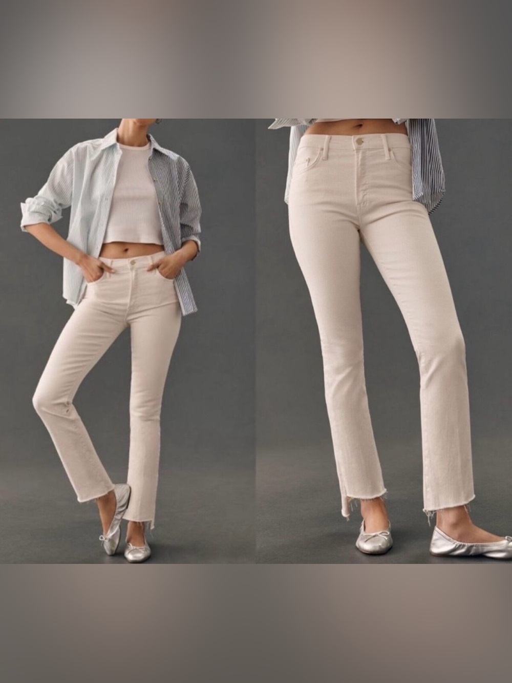 MOTHER Straight-Leg High-Rise Jeans in Cream